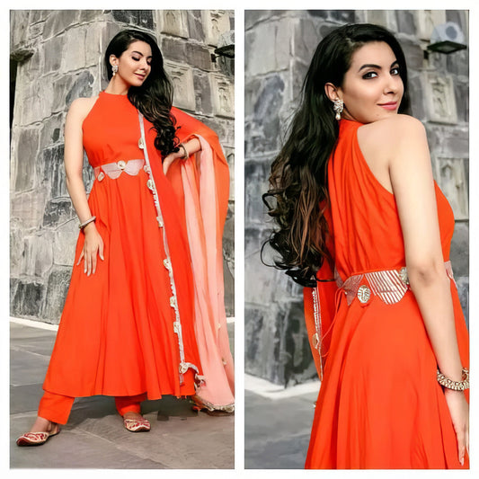 Orange Muse Leheriya Gota Suit Set